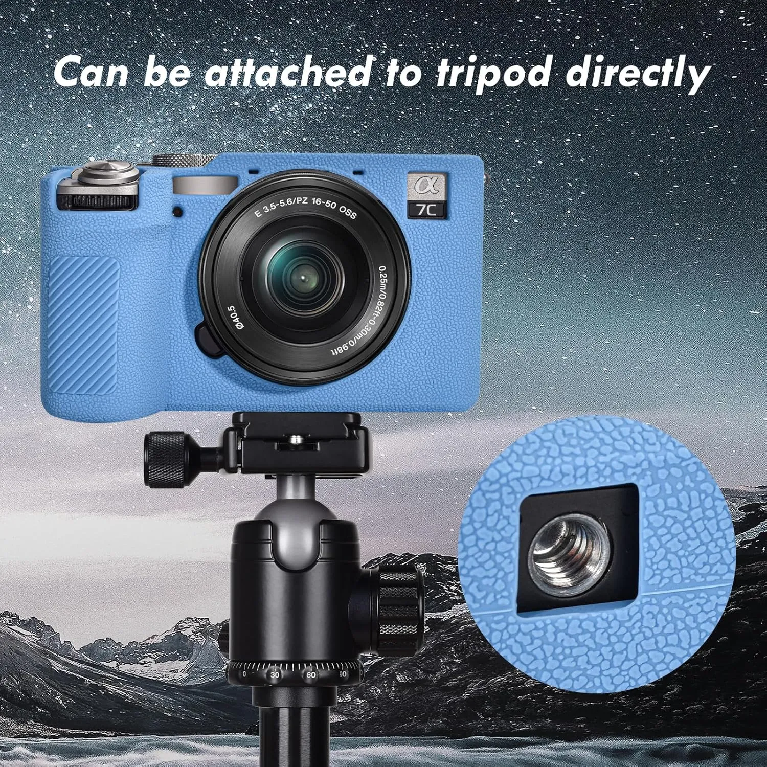 Rieibi Alpha 7C II Camera Case, Non-Slip Texture Surface Camera Cover for Sony A7C M2/Sony A7C II/A7C 2 Anti-Scratch Soft Silicone Protective Case Lightweight Detachable Protector Shell, Blue, camera