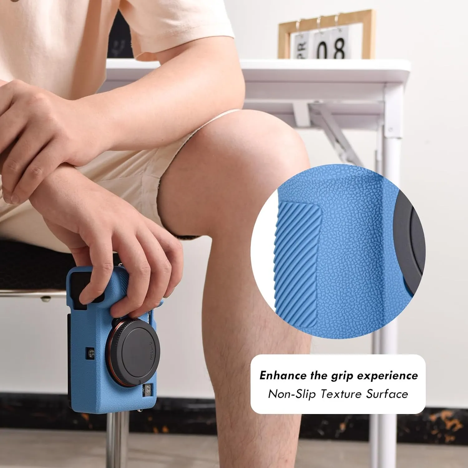 Rieibi Alpha 7C II Camera Case, Non-Slip Texture Surface Camera Cover for Sony A7C M2/Sony A7C II/A7C 2 Anti-Scratch Soft Silicone Protective Case Lightweight Detachable Protector Shell, Blue, camera