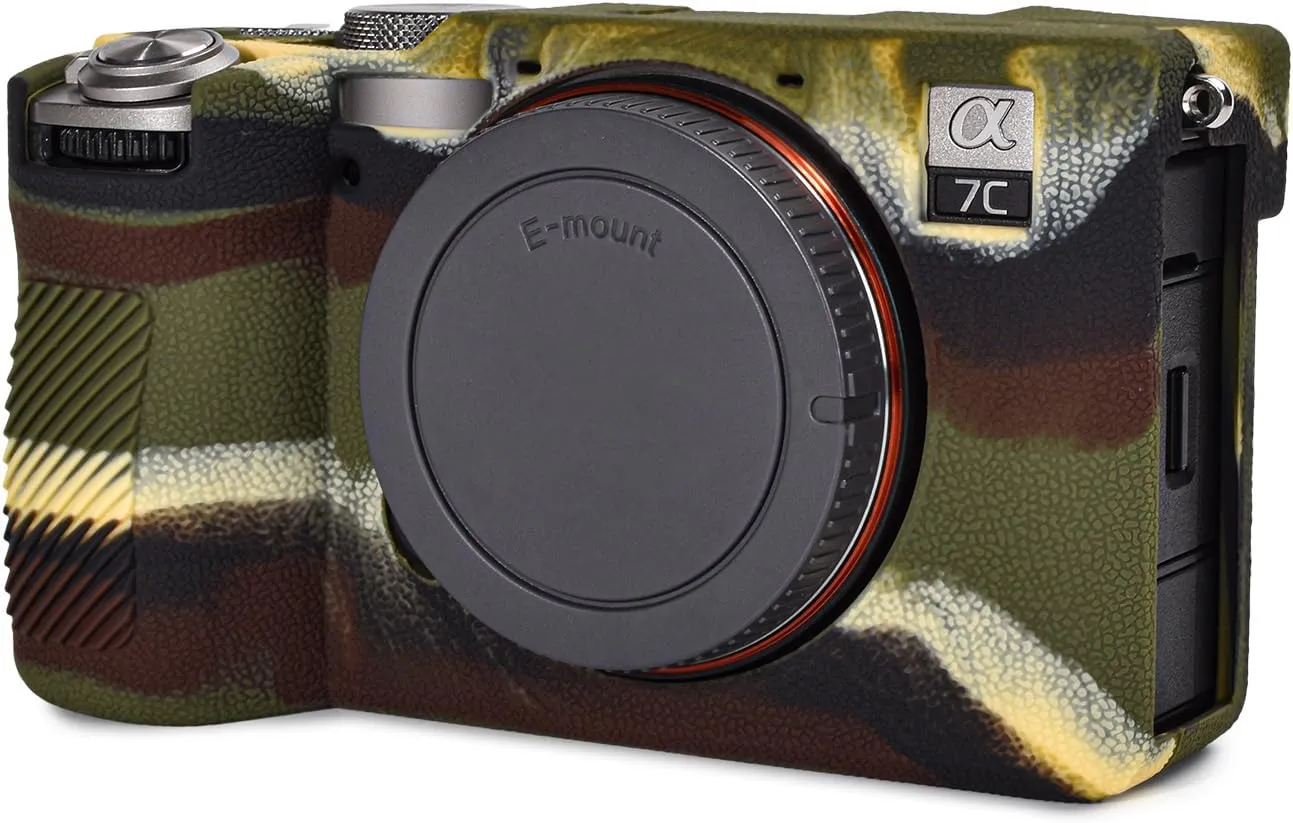 Rieibi Alpha 7C II Camera Case, Non-Slip Texture Surface Camera Cover for Sony A7C M2/Sony A7C II/A7C 2 Anti-Scratch Soft Silicone Protective Case Lightweight Detachable Protector Shell, Camouflage