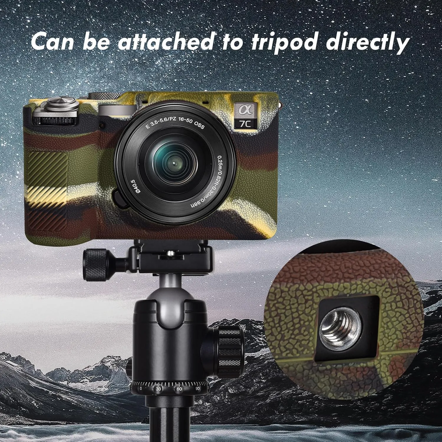 Rieibi Alpha 7C II Camera Case, Non-Slip Texture Surface Camera Cover for Sony A7C M2/Sony A7C II/A7C 2 Anti-Scratch Soft Silicone Protective Case Lightweight Detachable Protector Shell, Camouflage