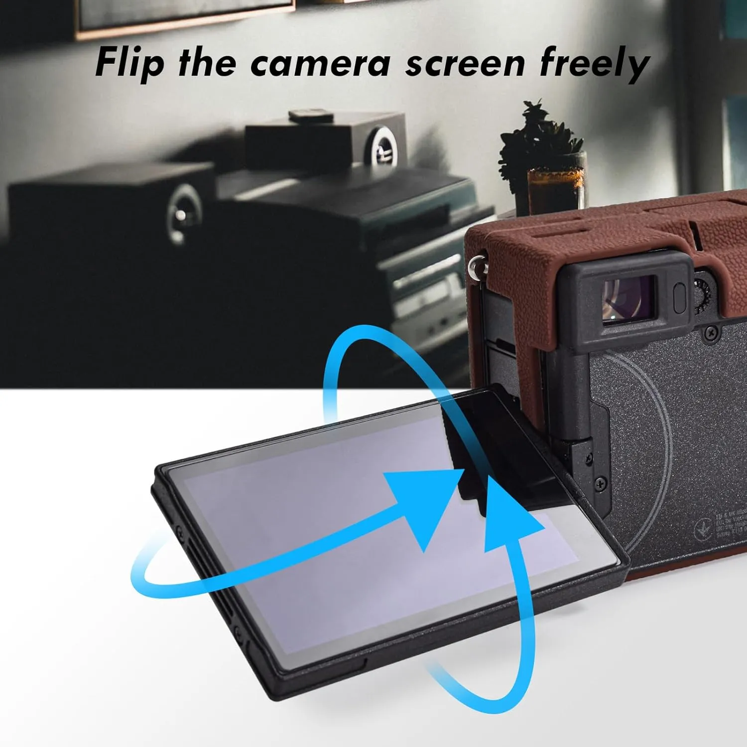 Rieibi Alpha 7C II Camera Case, Non-Slip Texture Surface Camera Cover for Sony A7C M2/Sony A7C II/A7C 2 Anti-Scratch Soft Silicone Protective Case Lightweight Detachable Protector Shell, Coffee