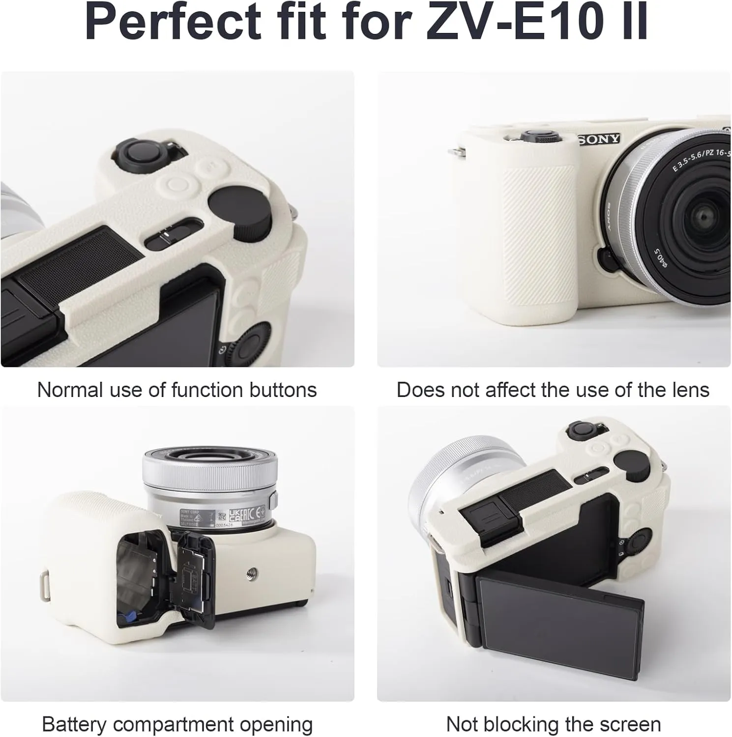 Rieibi Silicone Protective Case Compatible with Sony ZV-E10 II Camera case with 2PCS Screen Protector, Lightweight Camera Case Enhanced Grip Sensation for Sony ZV-E10 II case