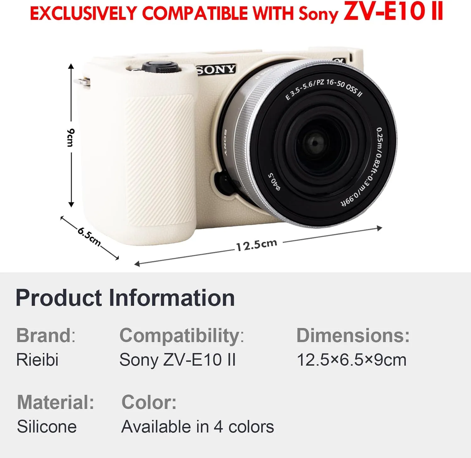 Rieibi Silicone Protective Case Compatible with Sony ZV-E10 II Camera case with 2PCS Screen Protector, Lightweight Camera Case Enhanced Grip Sensation for Sony ZV-E10 II case