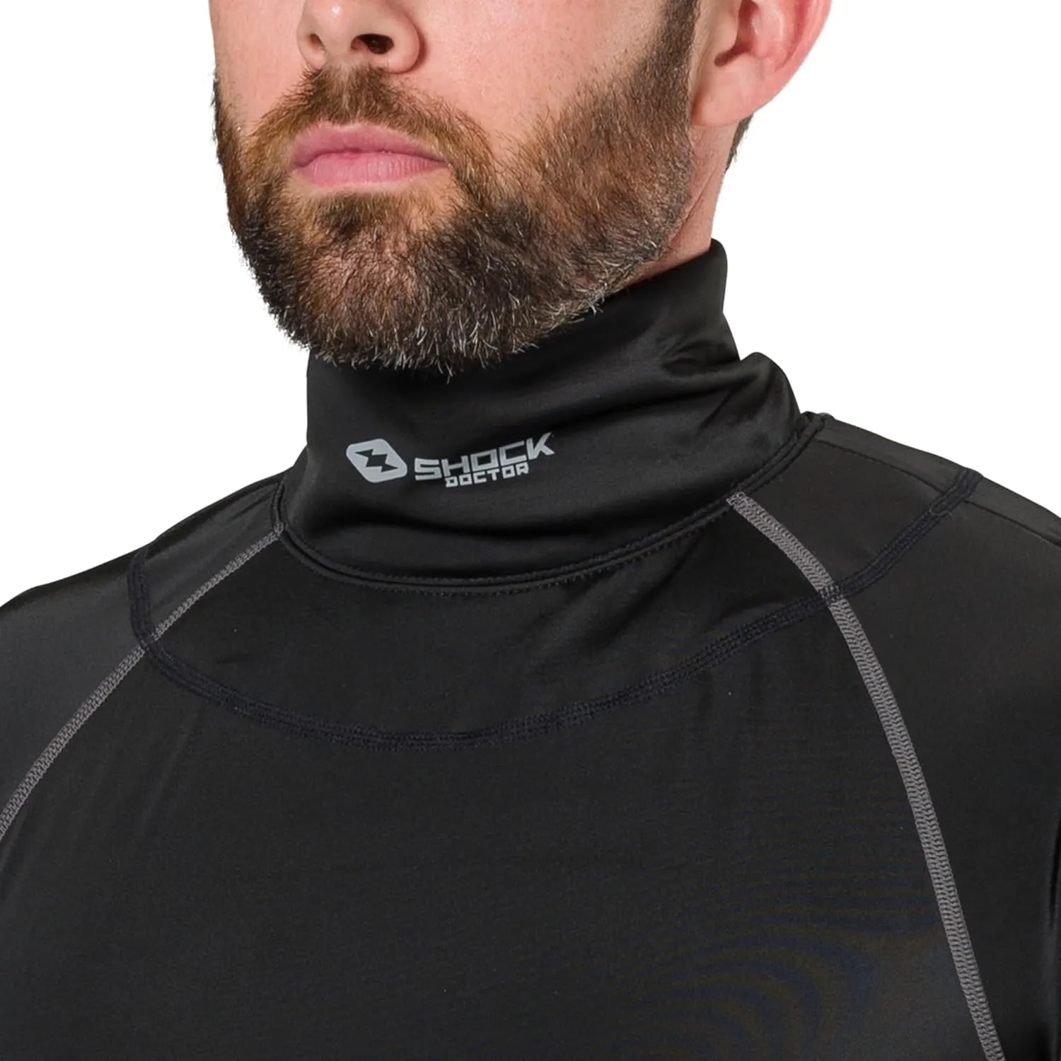 Shock Doctor Compression Shirt with Neckguard for Hockey. Long Sleeves with Integrated Neck Guard. for Adult Men