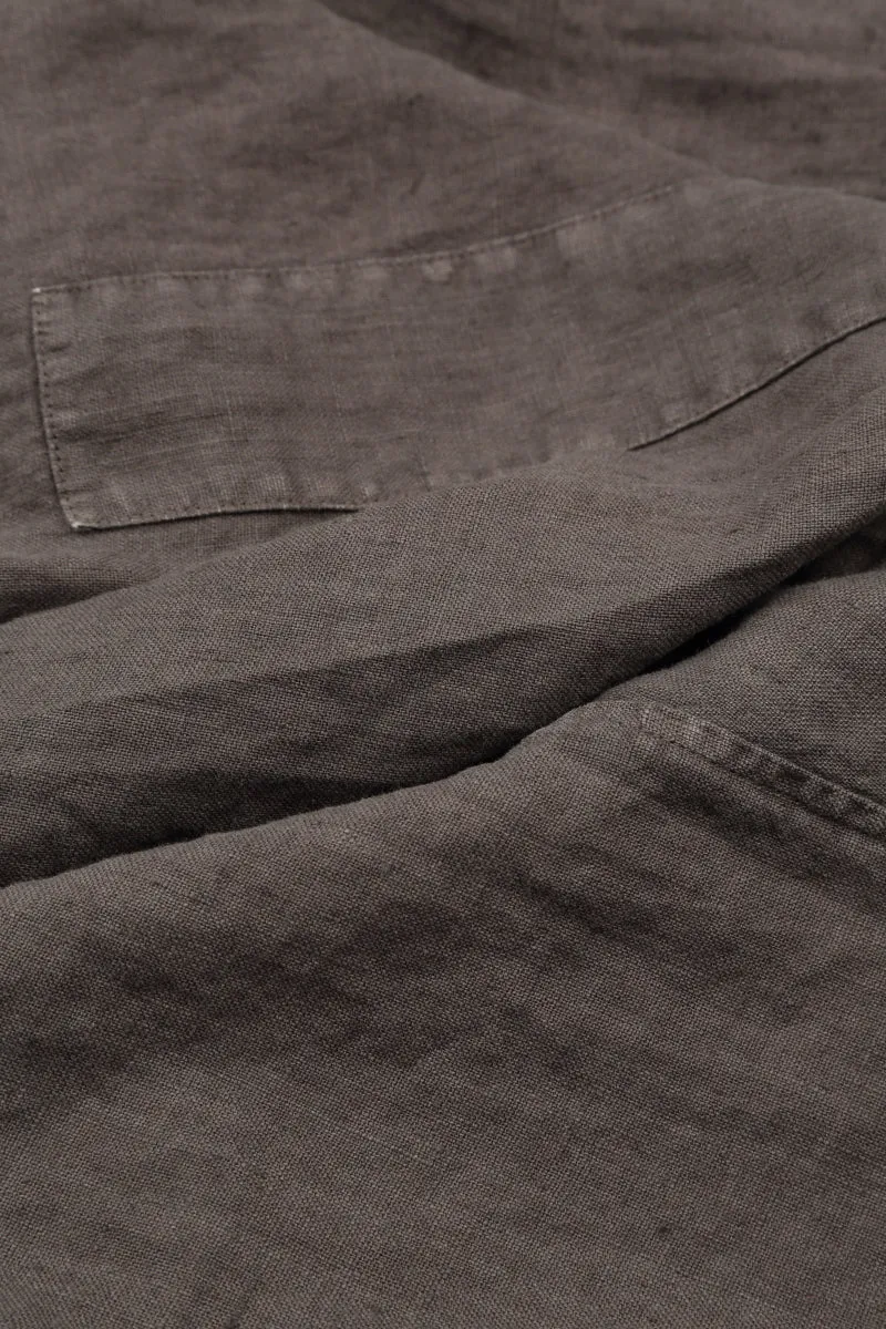 Side Pins Off-Dye Truffle Linen Dress