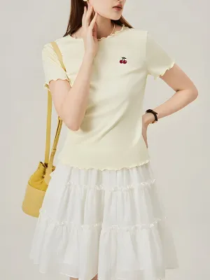 Soft Girl Cherry Lettuce Edge Tee
