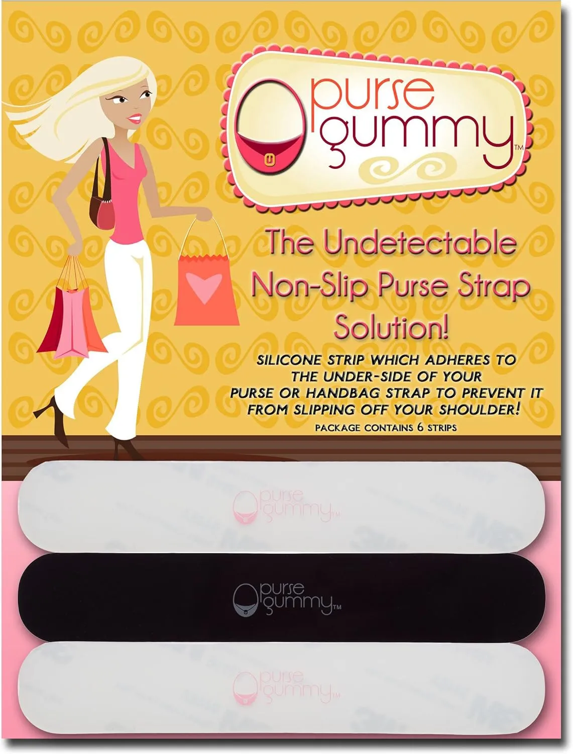 Stop Strap Slips - Non Slip Grip Strip Pad for Handbag Strap - Shoulder Bag, Tote bag, Diaper Bag Cushion Accessory - SET of 6 PIECES