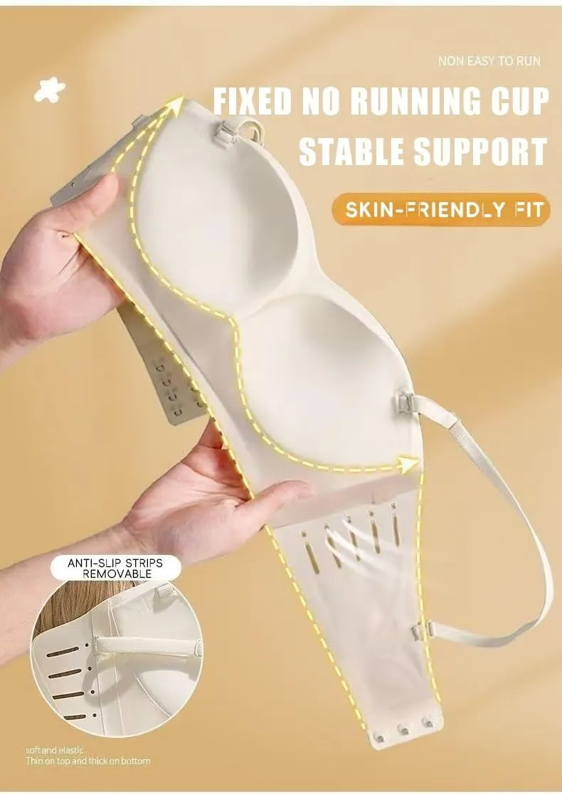Strapless Push Up Bra for Women  Convertible, Seamless, No-Slip Bra for Backless & Off-Shoulder Outfits