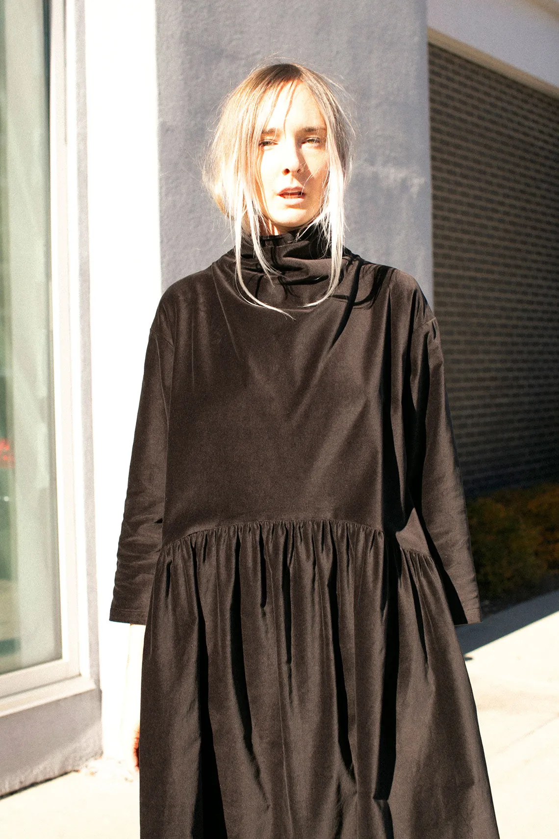 Sumi Black Velveteen Dress