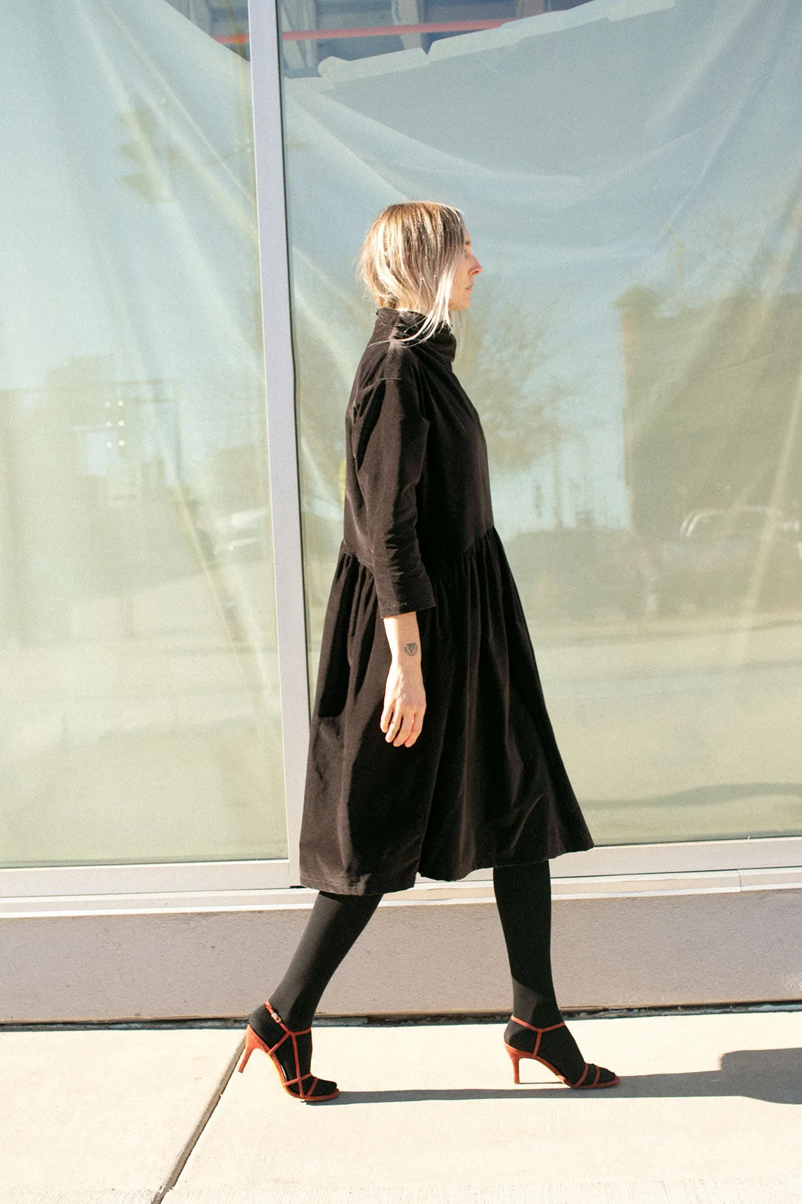Sumi Black Velveteen Dress