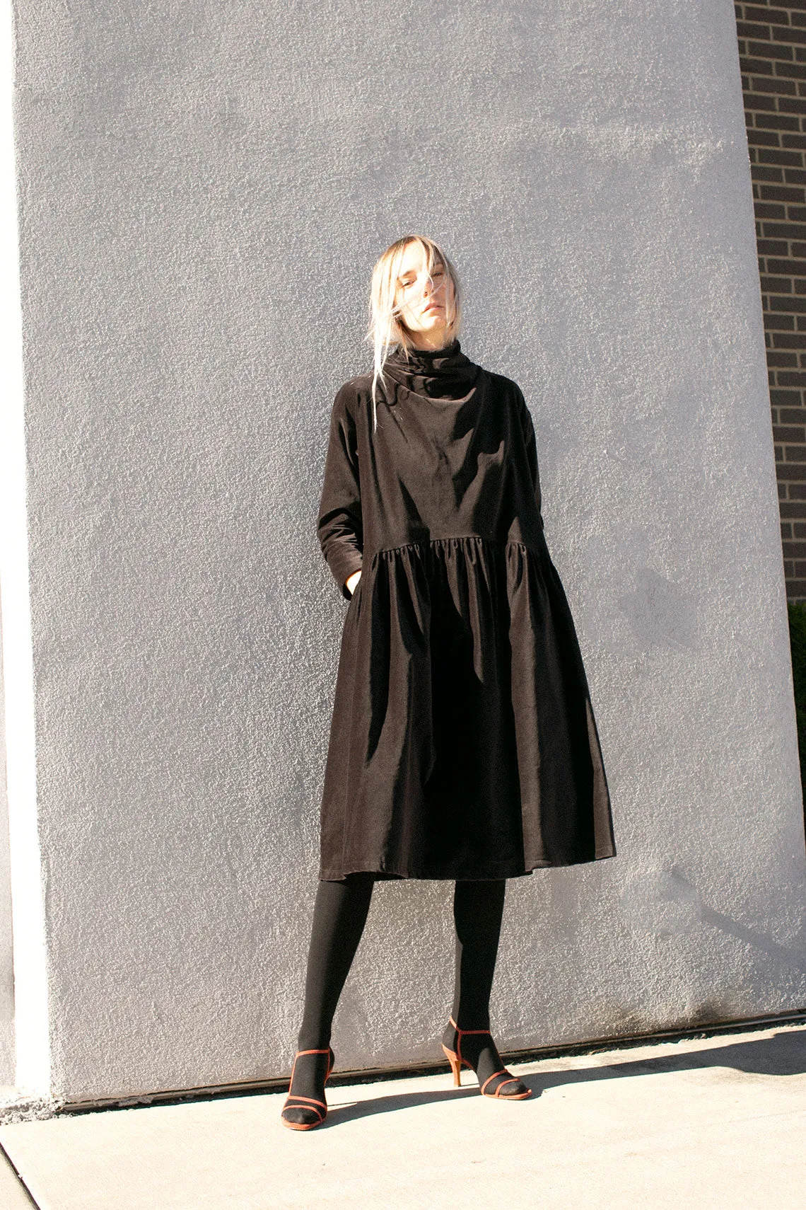 Sumi Black Velveteen Dress