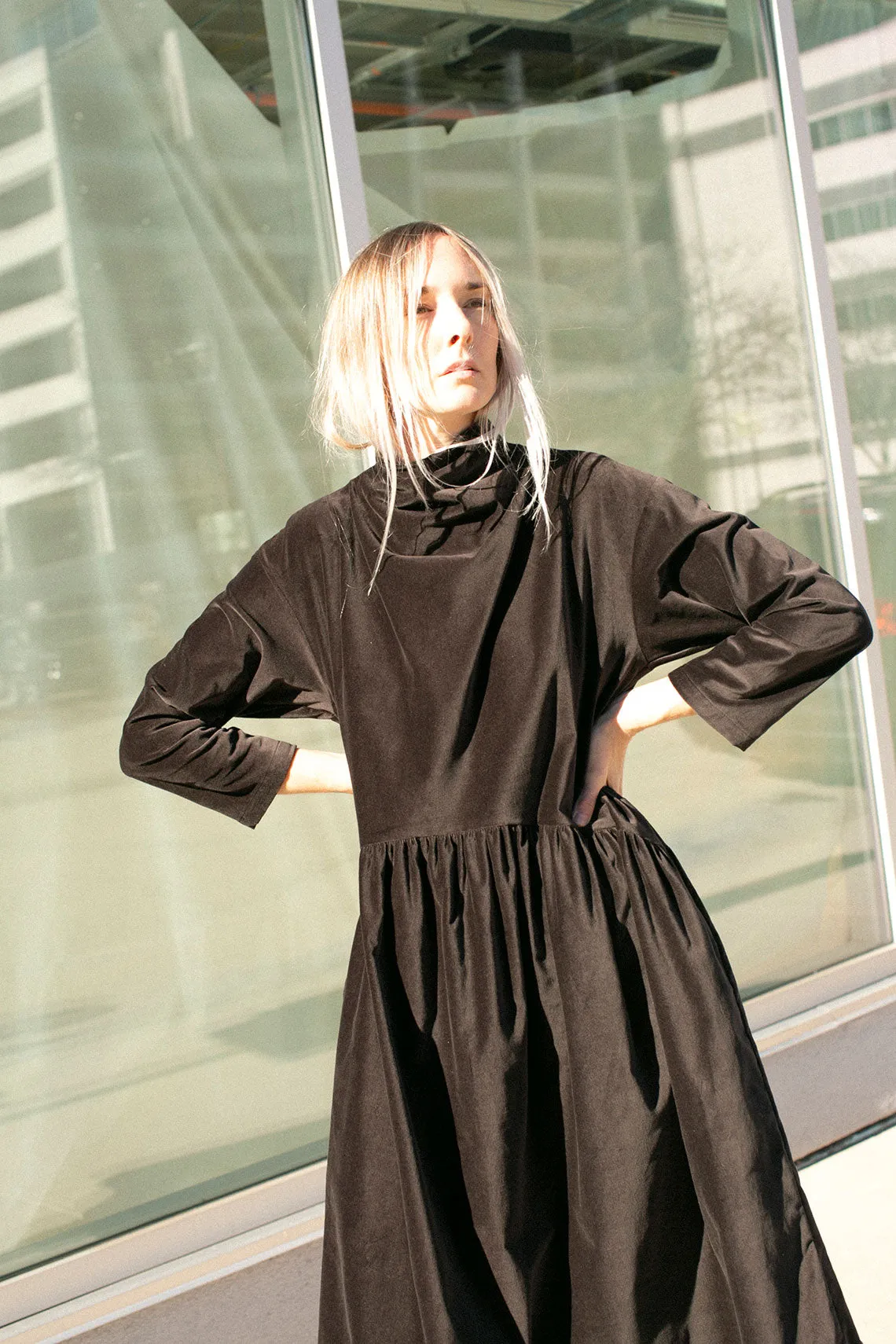 Sumi Black Velveteen Dress