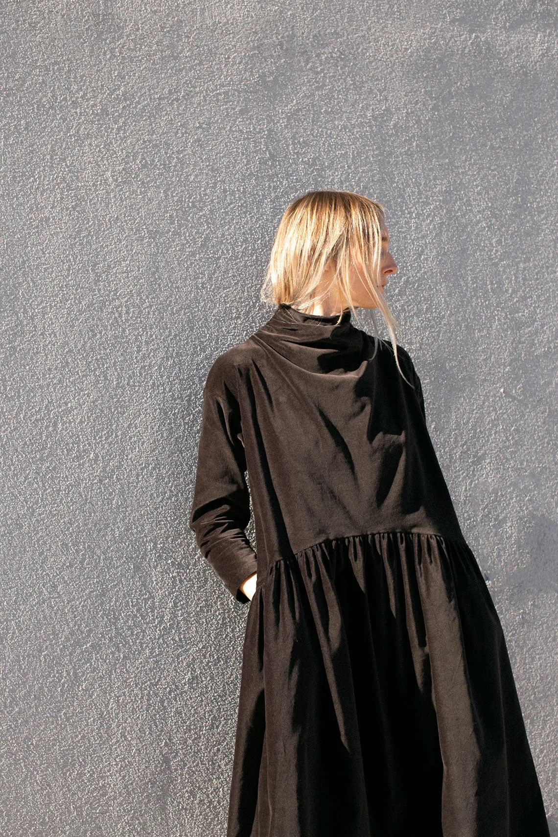 Sumi Black Velveteen Dress