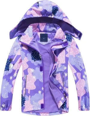 Toddler Kids Rain Jacket Zip Hooded Lightweight Coats Casual Fleece Lined Girls Down Coat for Autumn Summer