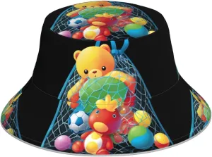 Toys in The net Bag Prints Reflective Bucket Hat for Men and Women - Protection Headwear for Outdoor Activities Black, Black, One Size