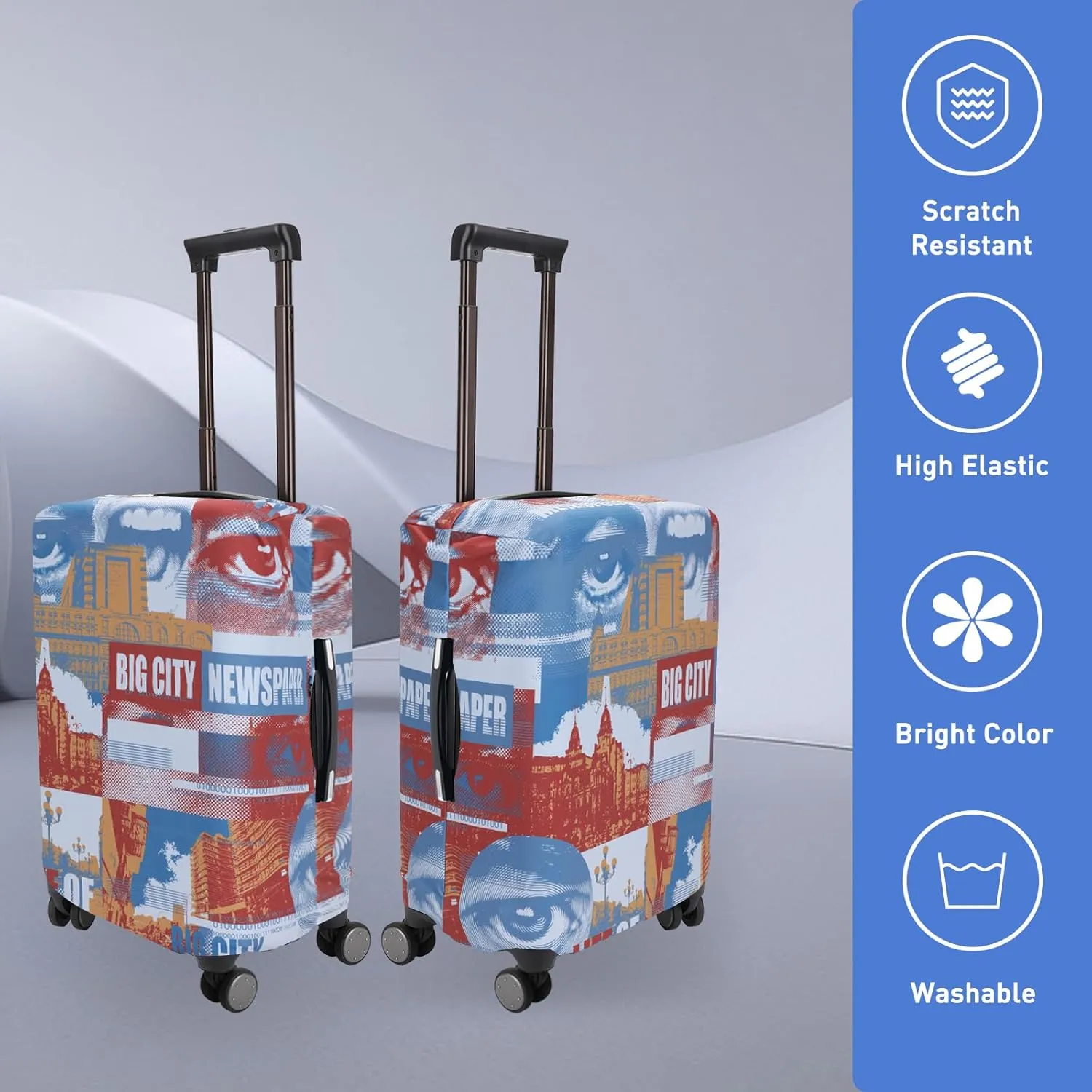 Travel Luggage Cover Protector Washable Suitcase Cover Fits 18-22 Inch Luggage (S,Color,City)