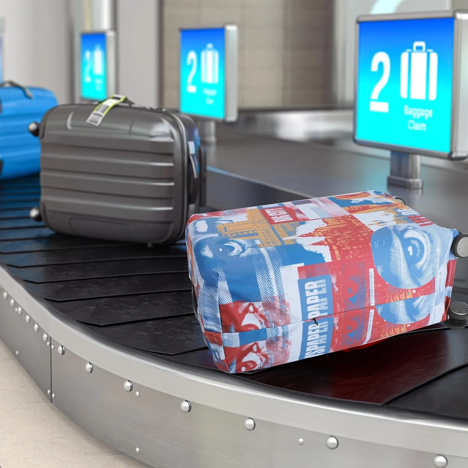 Travel Luggage Cover Protector Washable Suitcase Cover Fits 18-22 Inch Luggage (S,Color,City)