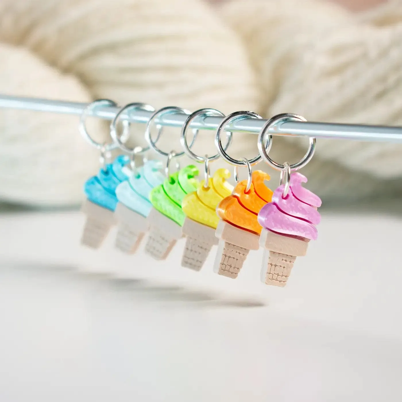Twisty Freeze Ice Cream Cone Stitch Markers – Pastel Colors