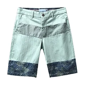 URBANFIND Men's Relaxed Fit Fashion Colorful Stripe Patchwork Shorts US Size 32 Light Green