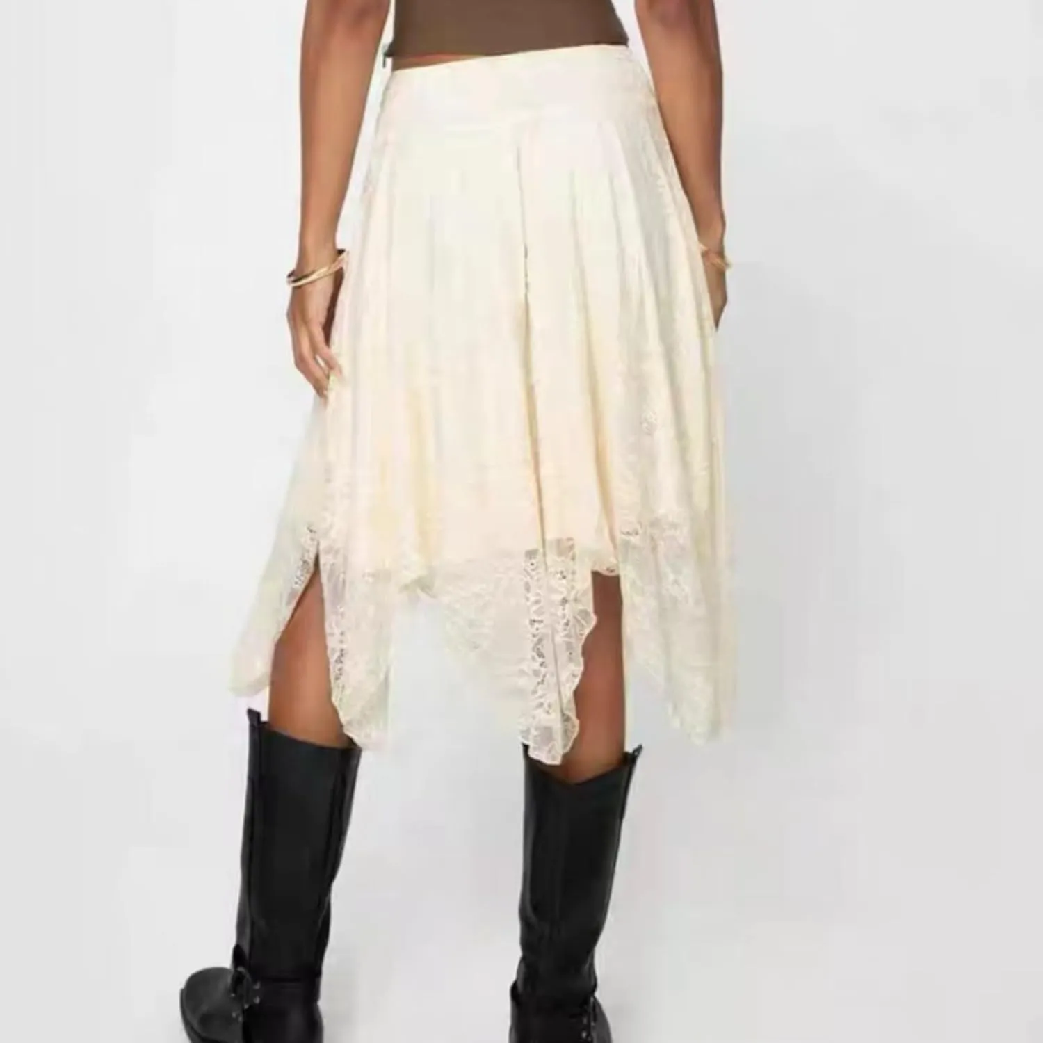 VCM Y2k Skirts for Women Midi Skirt Lace Skirt High Waisted Skirts Lace Skirt Asymmetrical Skirt A Line Skirt