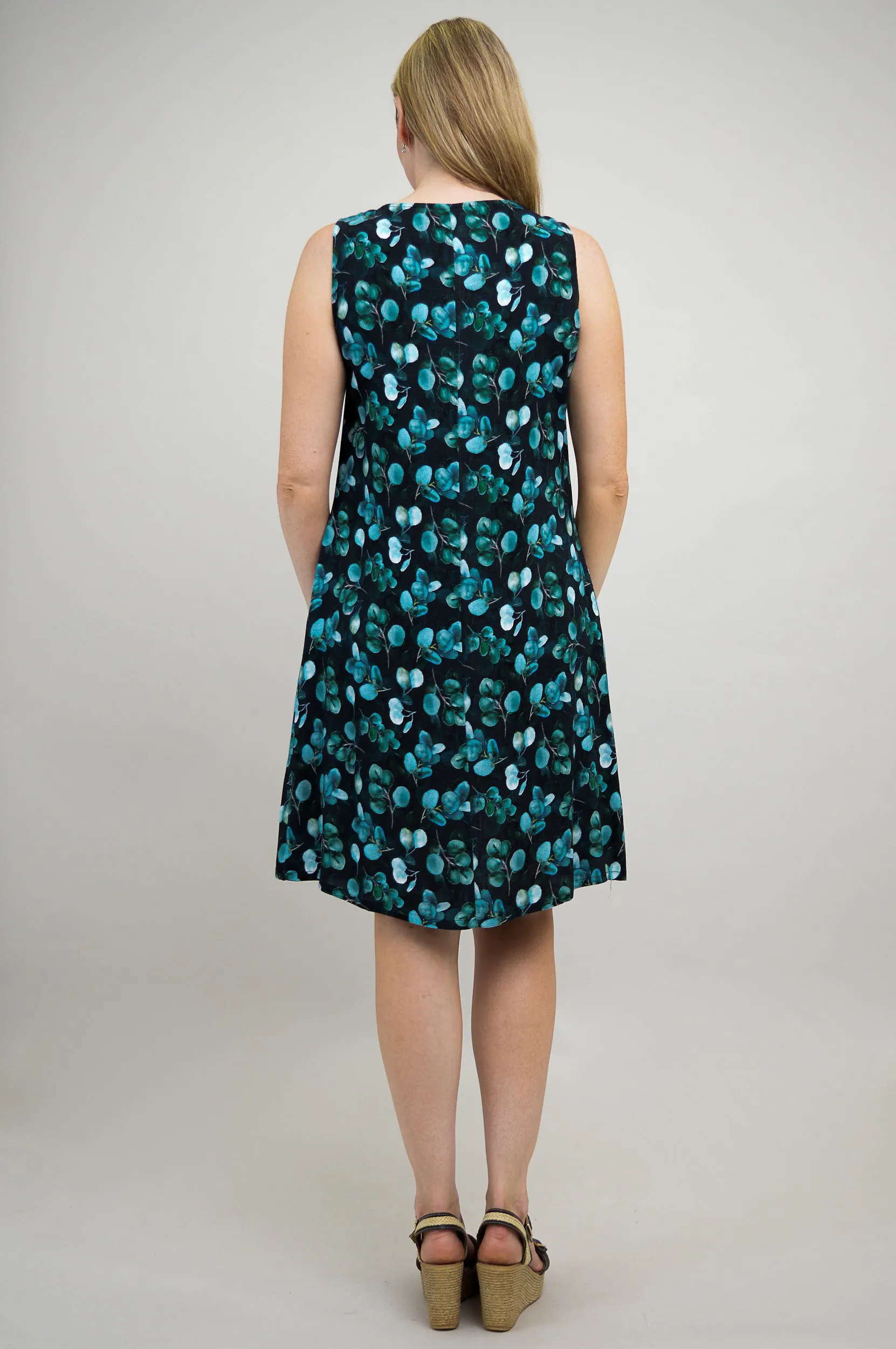 Velma Dress, Teal Berry, Linen Bamboo