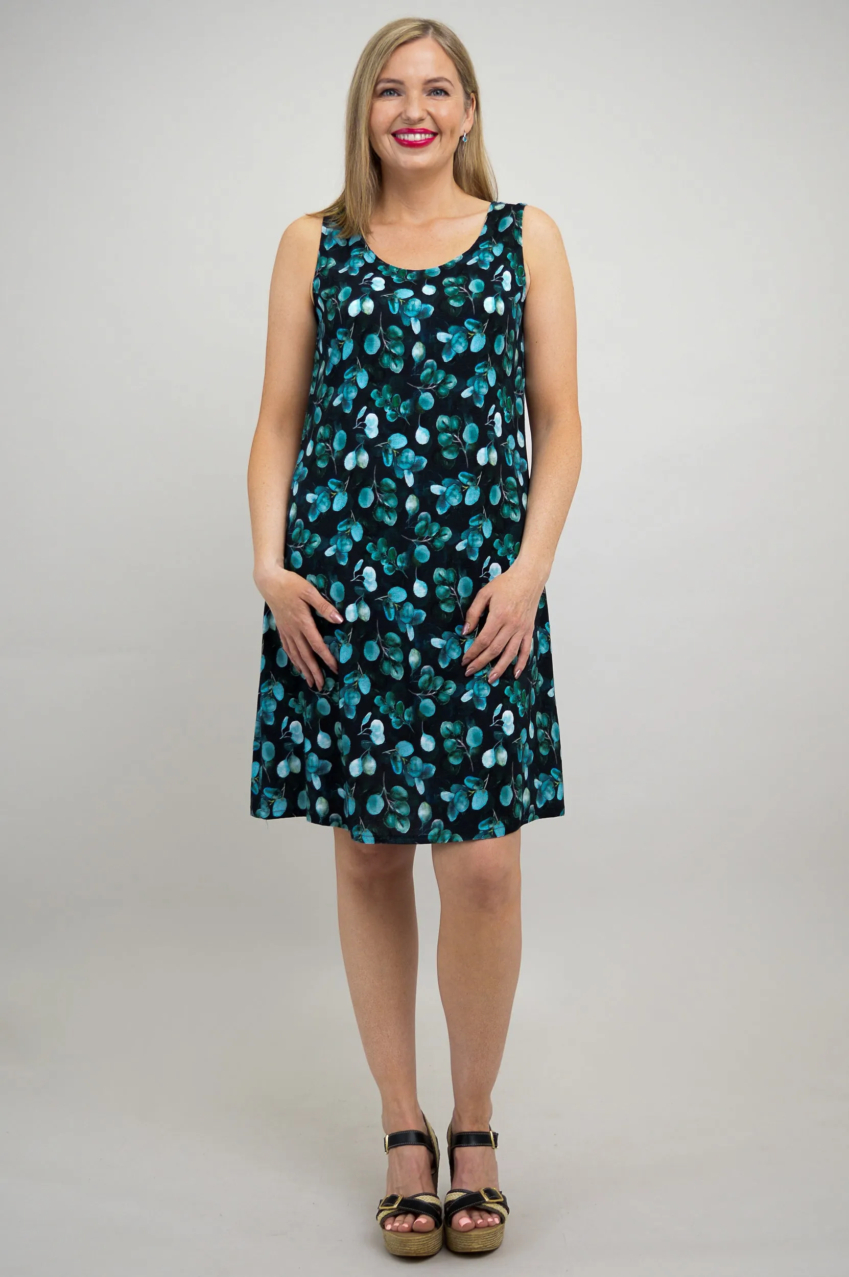 Velma Dress, Teal Berry, Linen Bamboo