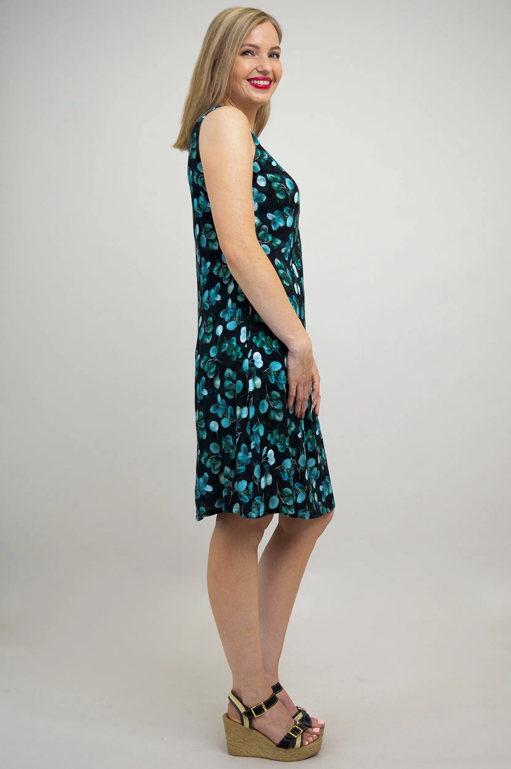 Velma Dress, Teal Berry, Linen Bamboo