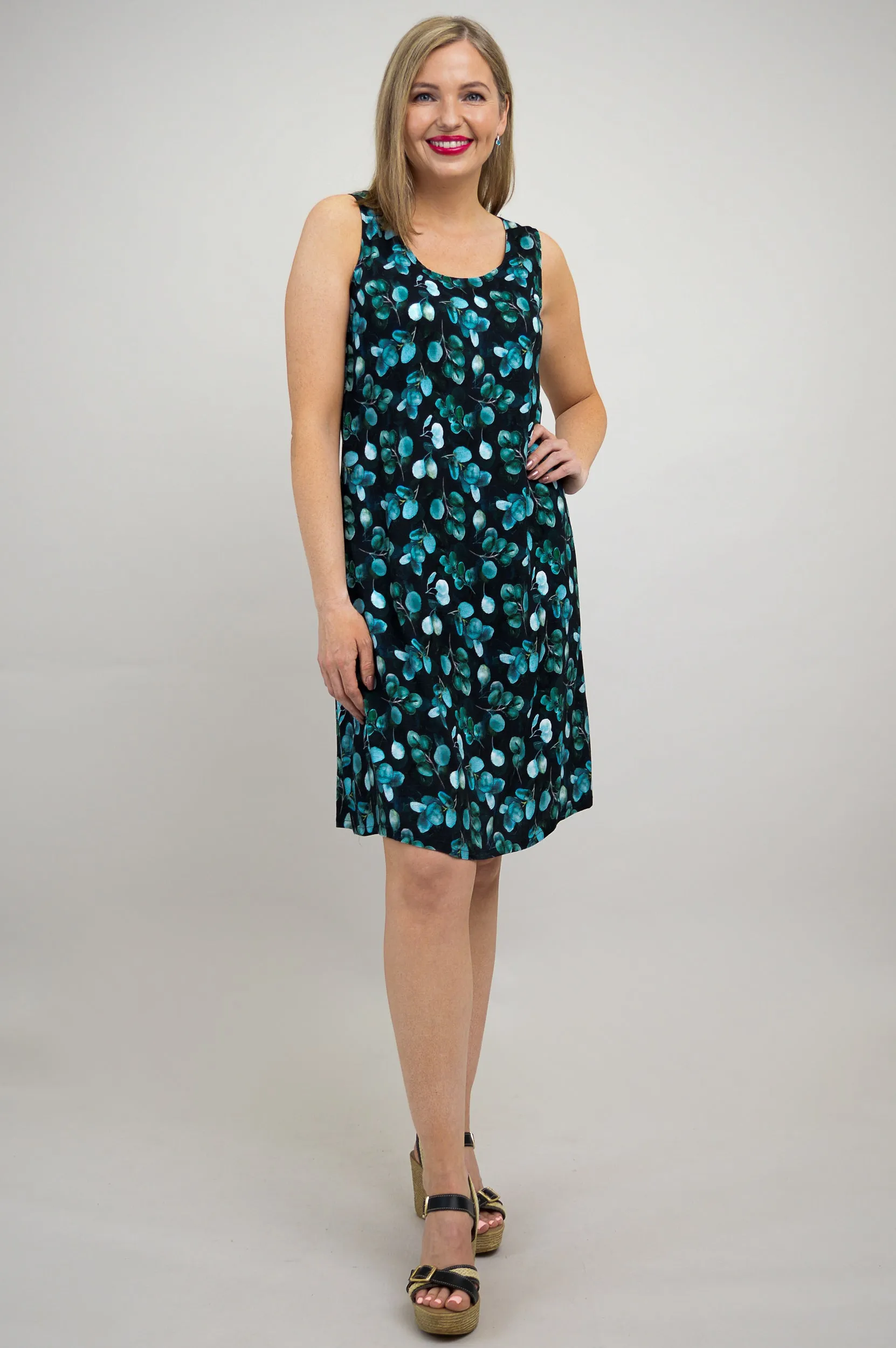 Velma Dress, Teal Berry, Linen Bamboo