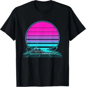 Vintage Retro Sunset Tugboat T-Shirt