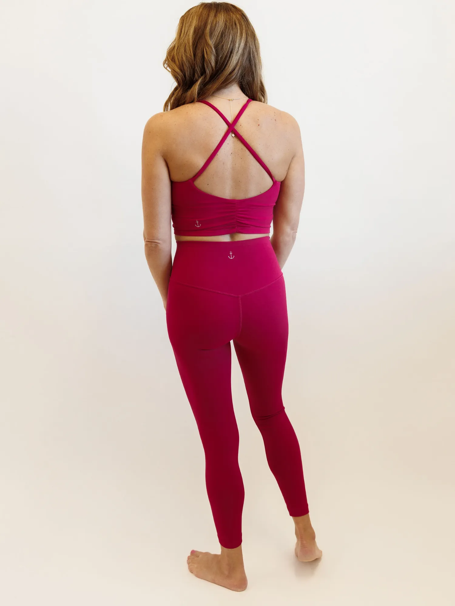 Wild Berry Pink "June" Halter Criss Cross Longline Sports Bra