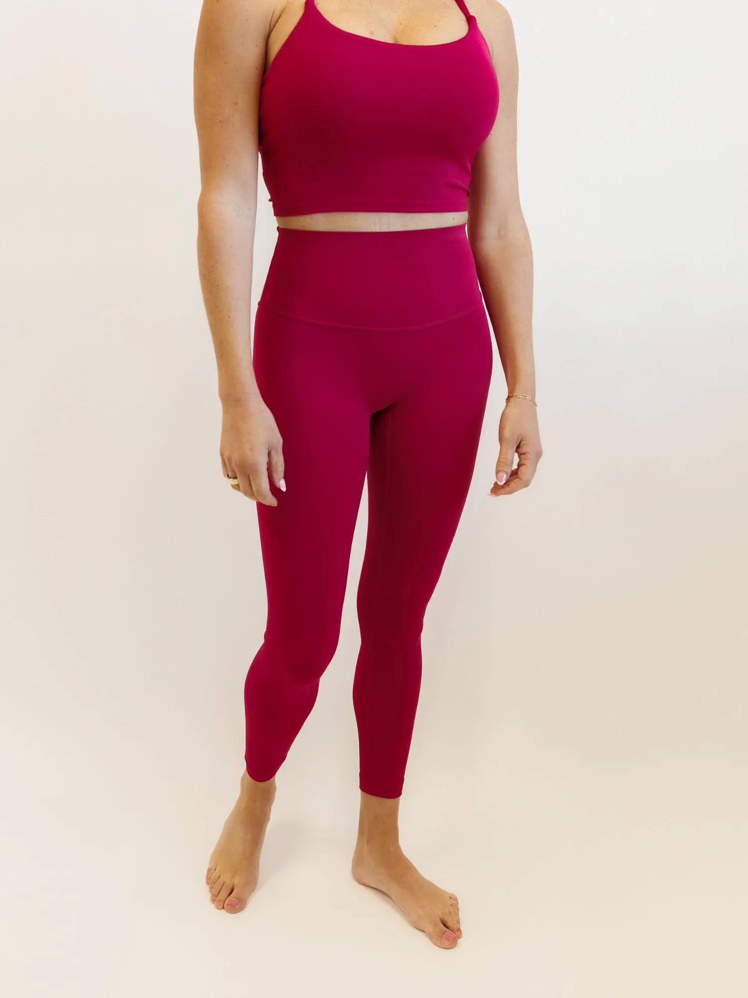 Wild Berry Pink "June" Halter Criss Cross Longline Sports Bra