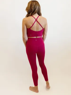 Wild Berry Pink "June" Halter Criss Cross Longline Sports Bra