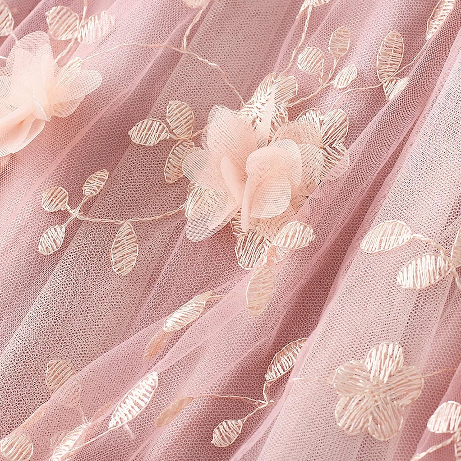 Women's 3D Flower Embroidery Tulle Skirt, Long Pleated High Waist Elegant Midi Swing Skirt A Line Midi Skirt