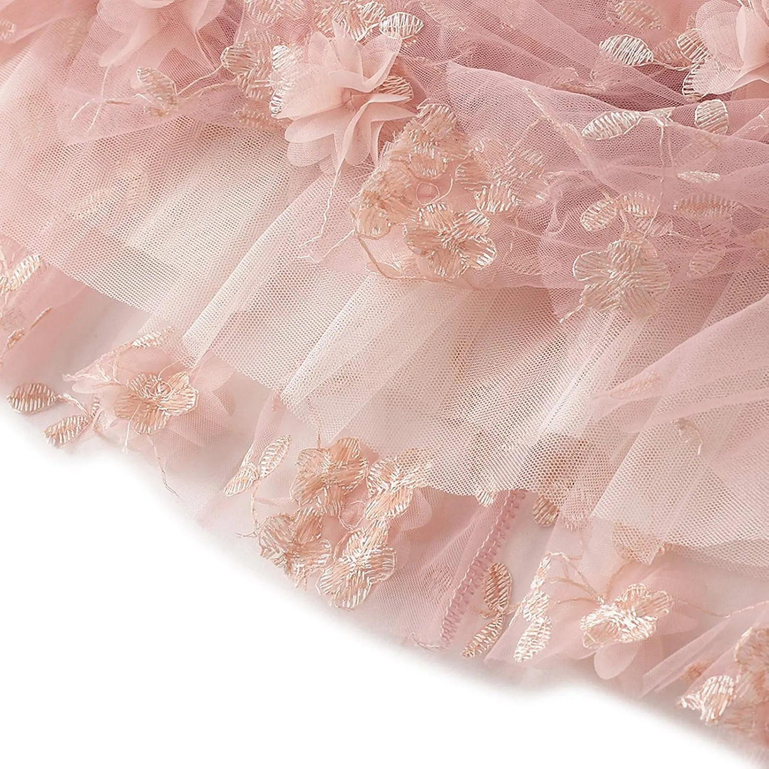 Women's 3D Flower Embroidery Tulle Skirt, Long Pleated High Waist Elegant Midi Swing Skirt A Line Midi Skirt