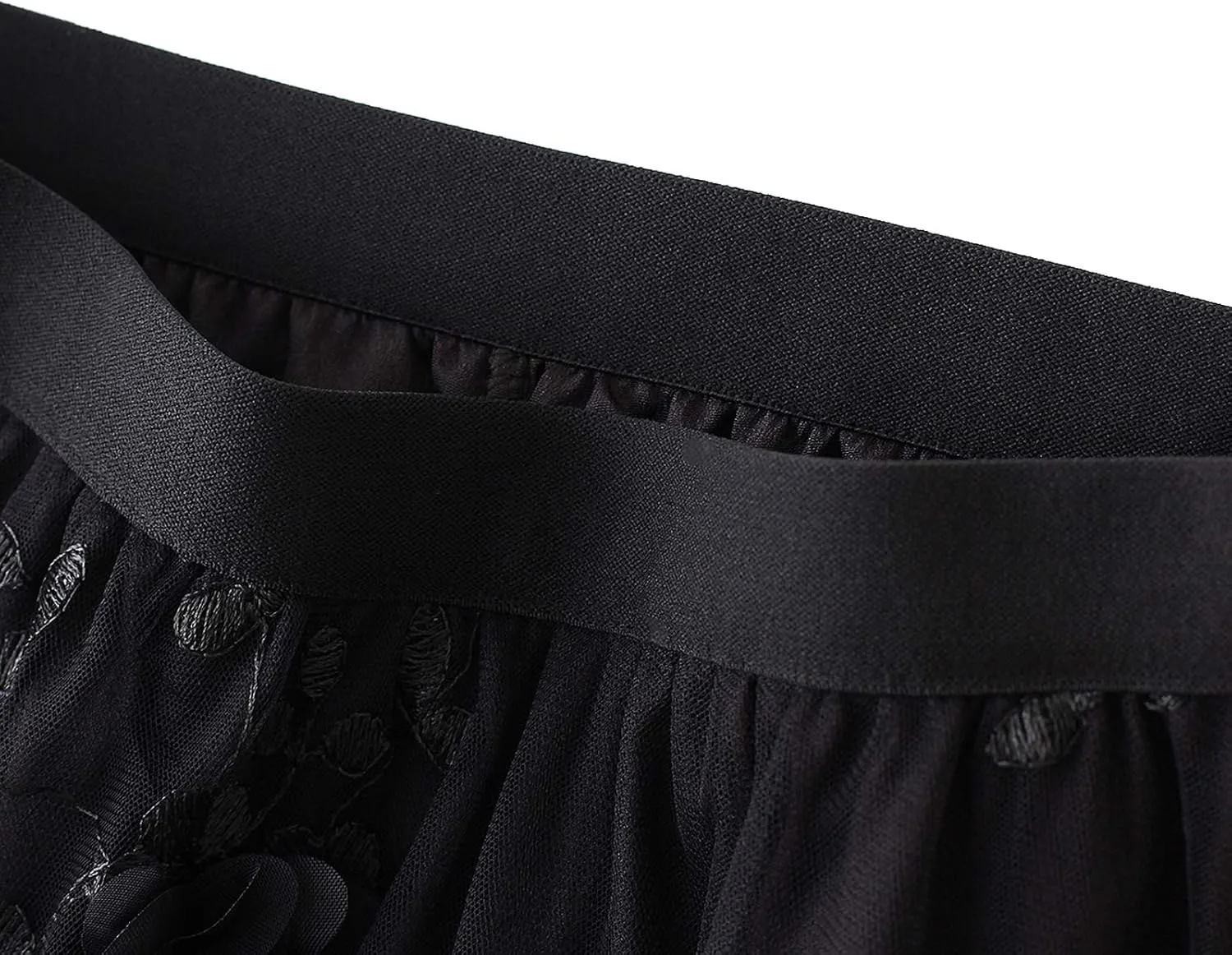 Women's 3D Flower Embroidery Tulle Skirt, Long Pleated High Waist Elegant Midi Swing Skirt A Line Midi Skirt