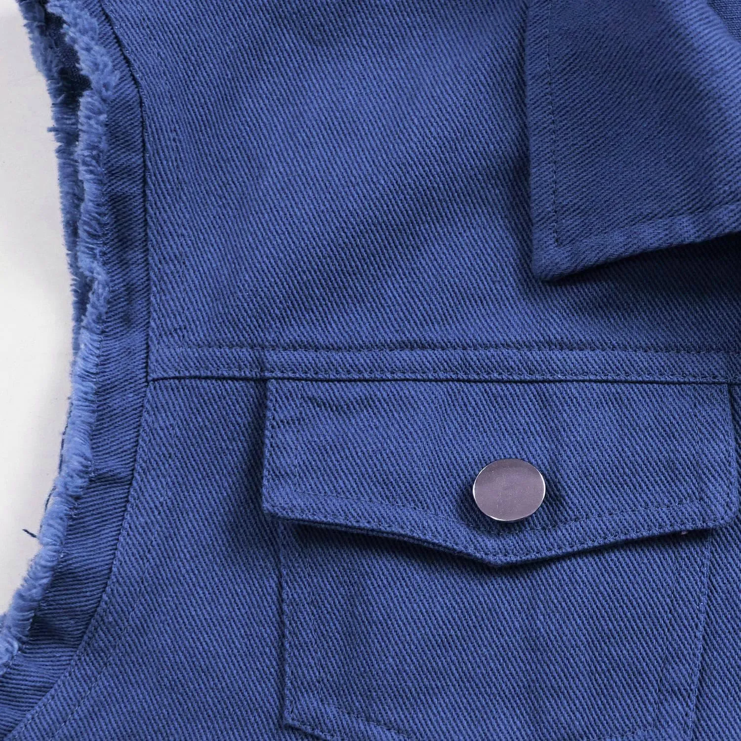 Women's Lapel Blue Denim Vest Buttoned Vest Jacket
