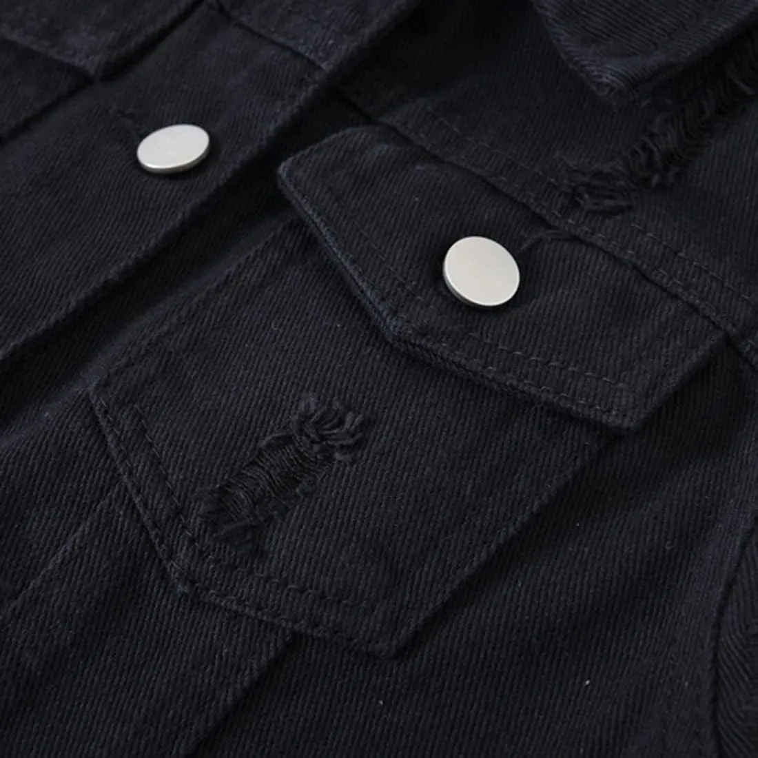 Women's Lapel Blue Denim Vest Buttoned Vest Jacket