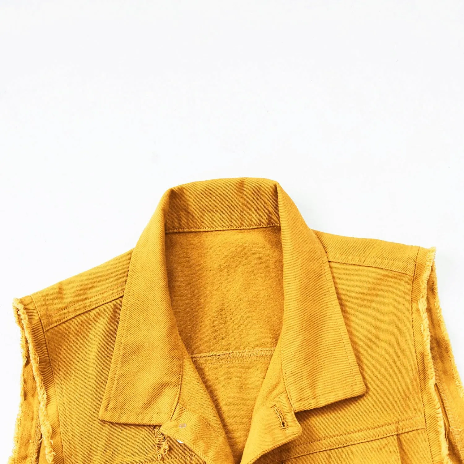 Women's Lapel Blue Denim Vest Buttoned Vest Jacket