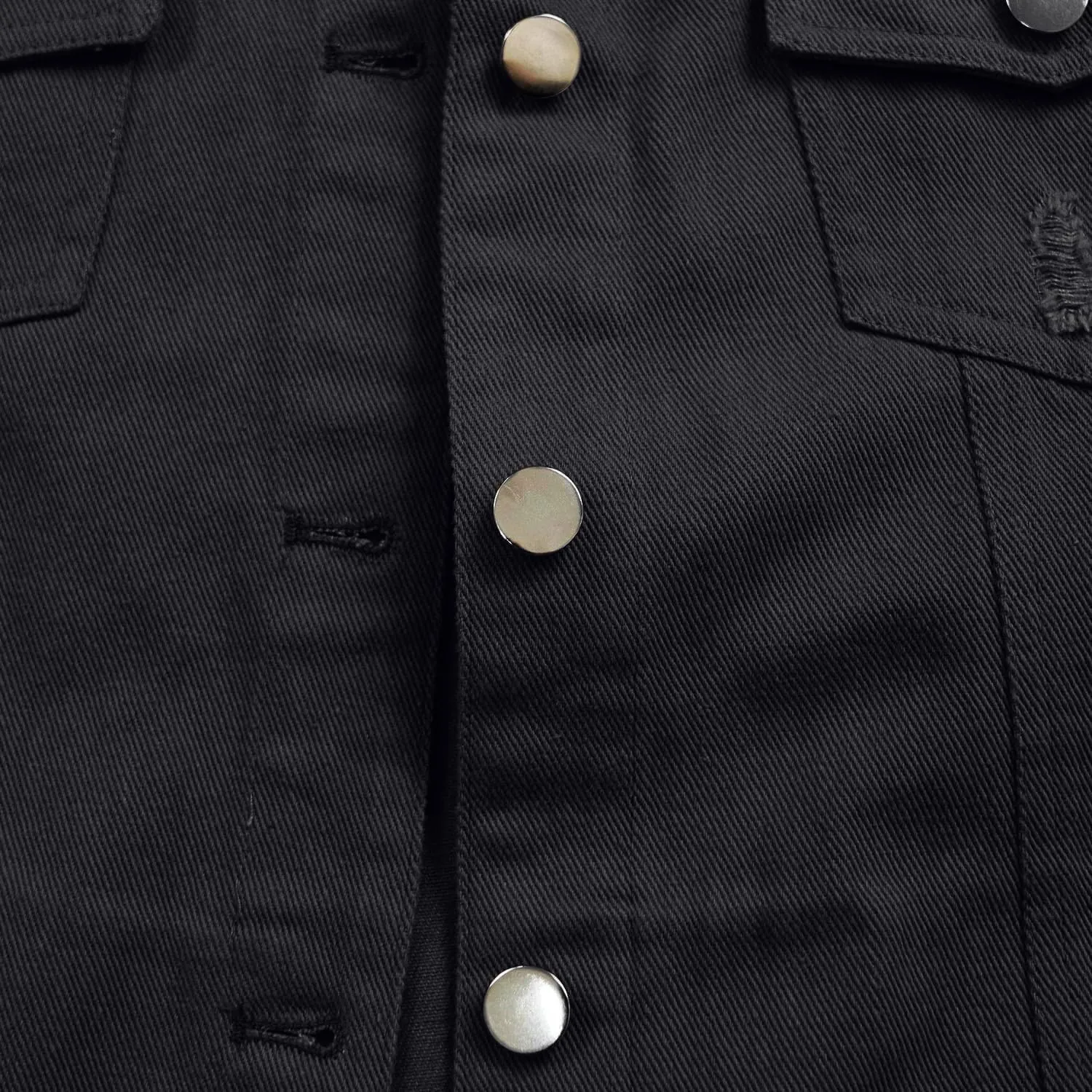 Women's Lapel Blue Denim Vest Buttoned Vest Jacket