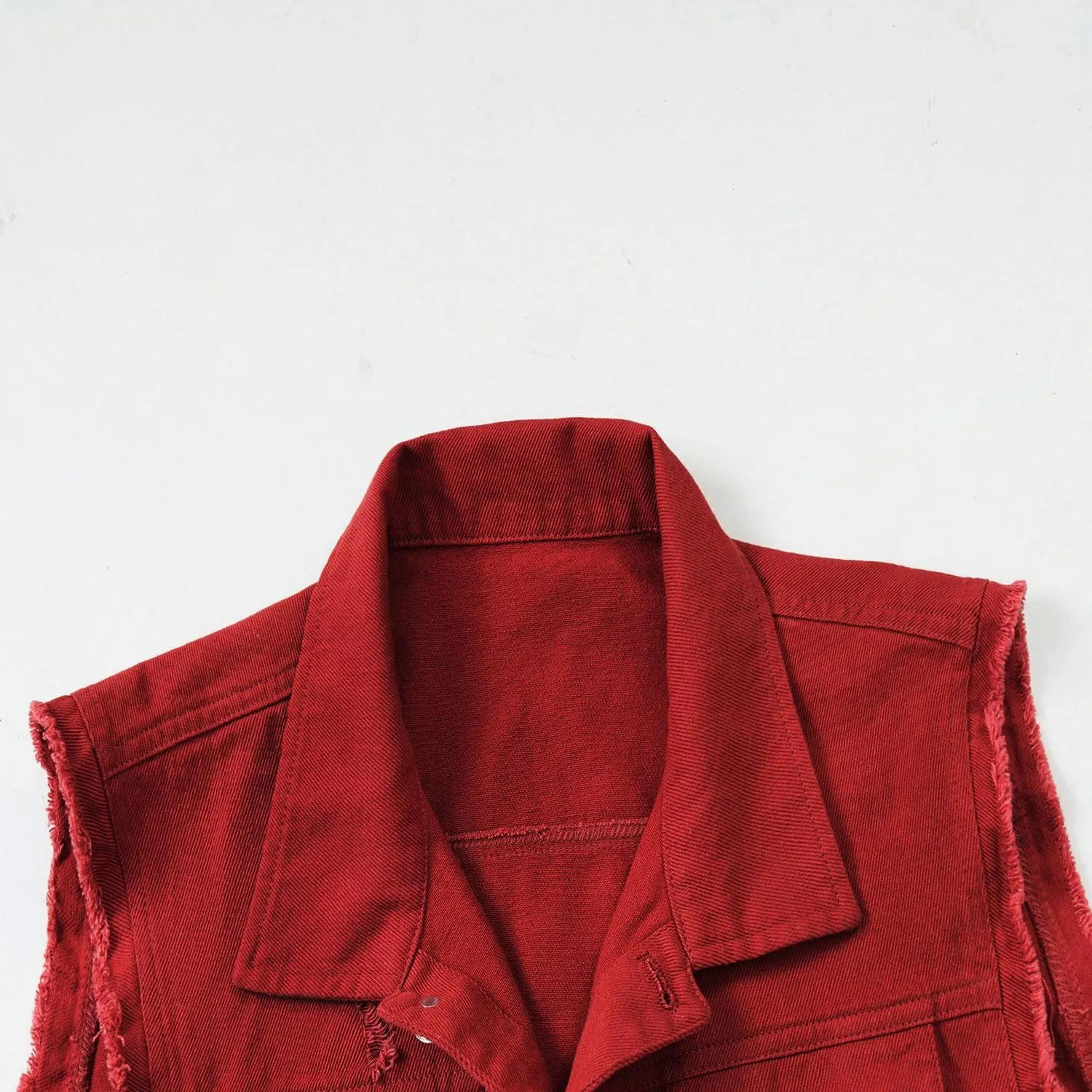 Women's Lapel Blue Denim Vest Buttoned Vest Jacket