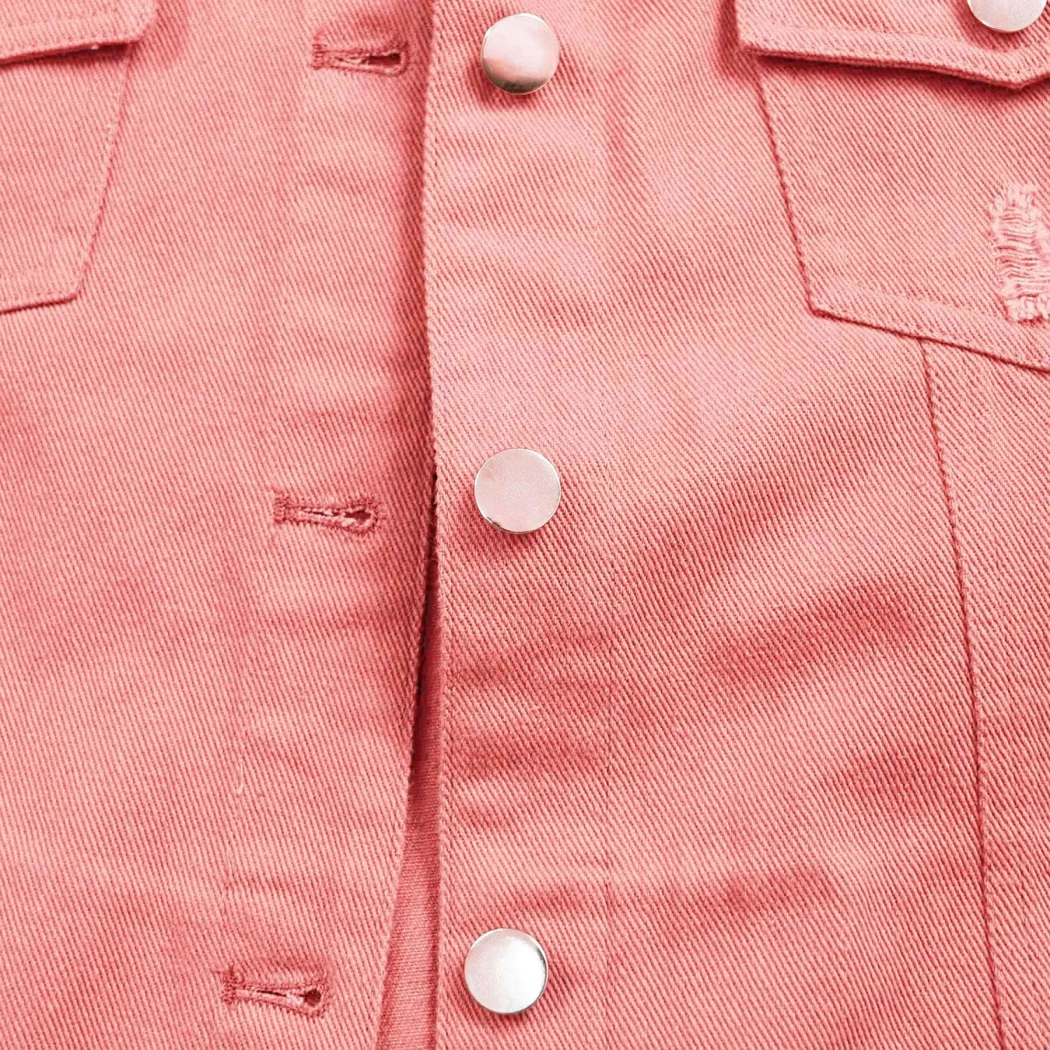 Women's Lapel Blue Denim Vest Buttoned Vest Jacket