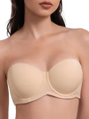 Women's Push up Strapless Bra Multiway Lift Padded Underwire Bra Anti Slip Full Coverage Convertible Brassie