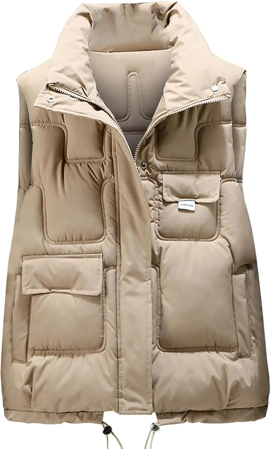 Work Vest For Women Outdoor Fishing Down Vest Utility Safari Travel Vest With Multi Pocket Winter Padded Jacket Coat