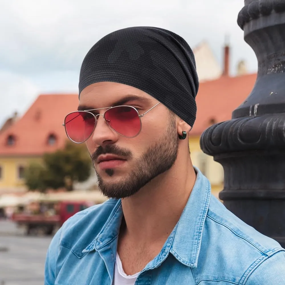 WTACTFUL 2 Pack - Running Cap, Skull Caps Fashion Breathable Slouchy Beanie Bicycle Cycling Sport Caps for Men Women Summer
