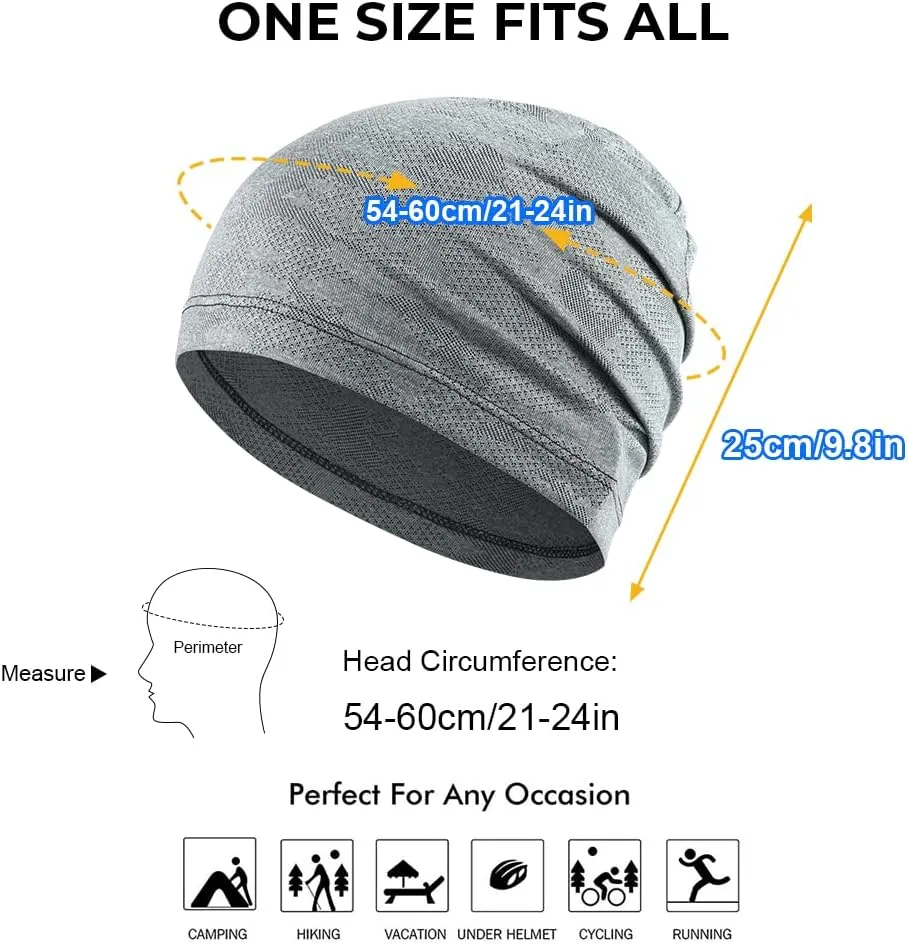 WTACTFUL 2 Pack - Running Cap, Skull Caps Fashion Breathable Slouchy Beanie Bicycle Cycling Sport Caps for Men Women Summer