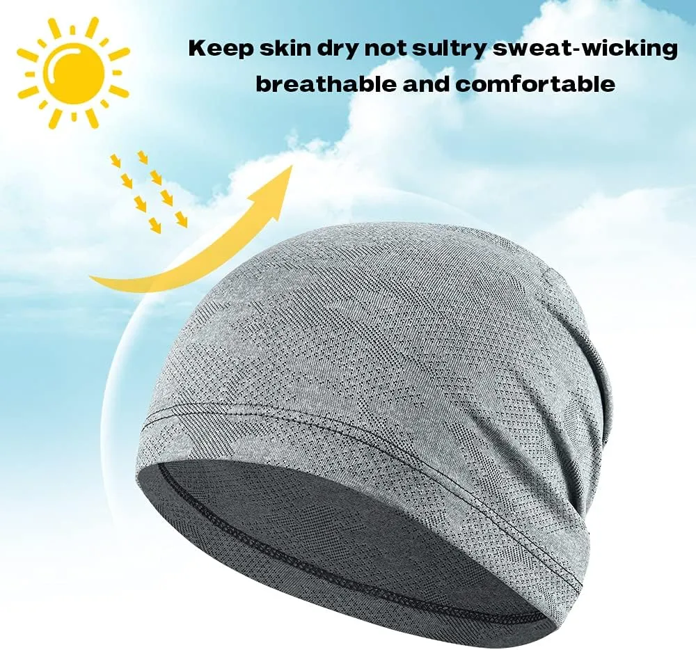 WTACTFUL 2 Pack - Running Cap, Skull Caps Fashion Breathable Slouchy Beanie Bicycle Cycling Sport Caps for Men Women Summer