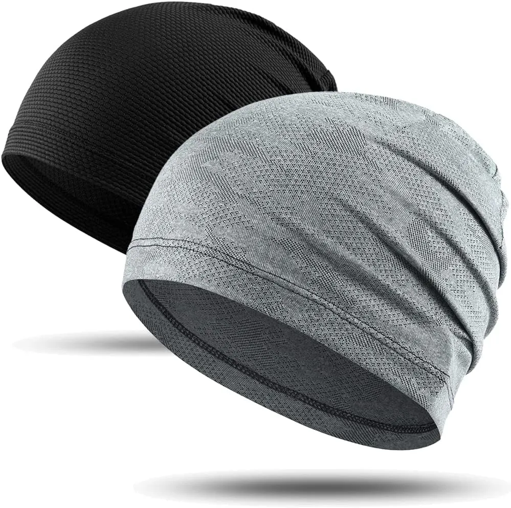 WTACTFUL 2 Pack - Running Cap, Skull Caps Fashion Breathable Slouchy Beanie Bicycle Cycling Sport Caps for Men Women Summer