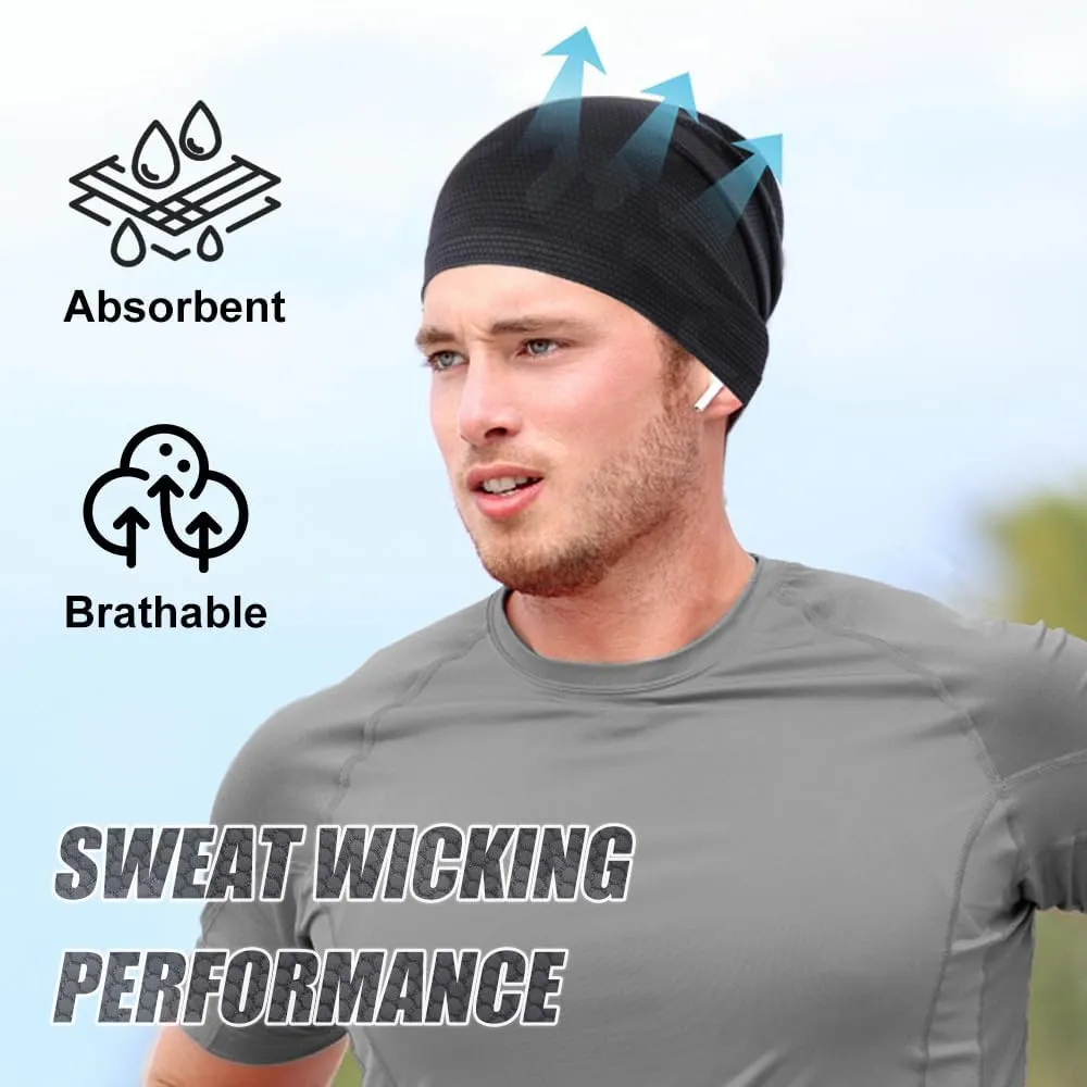 WTACTFUL 2 Pack - Running Cap, Skull Caps Fashion Breathable Slouchy Beanie Bicycle Cycling Sport Caps for Men Women Summer