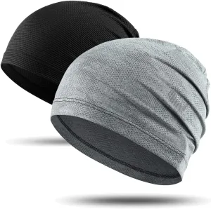 WTACTFUL 2 Pack - Running Cap, Skull Caps Fashion Breathable Slouchy Beanie Bicycle Cycling Sport Caps for Men Women Summer