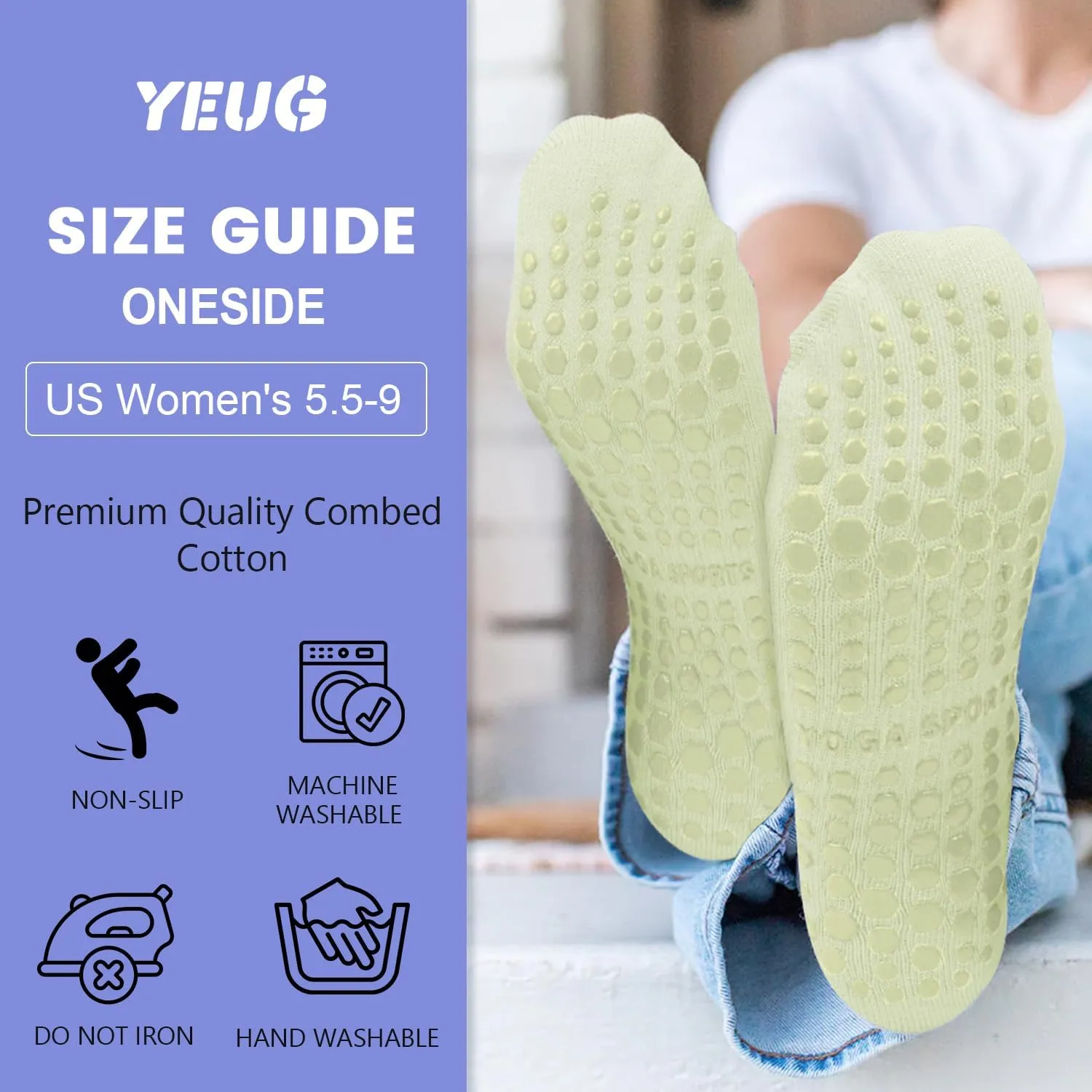 YeuG 4/6 Pairs Pilates Socks for Women - Non Slip Grip Socks for Yoga, Barre, Hospital, Barefoot